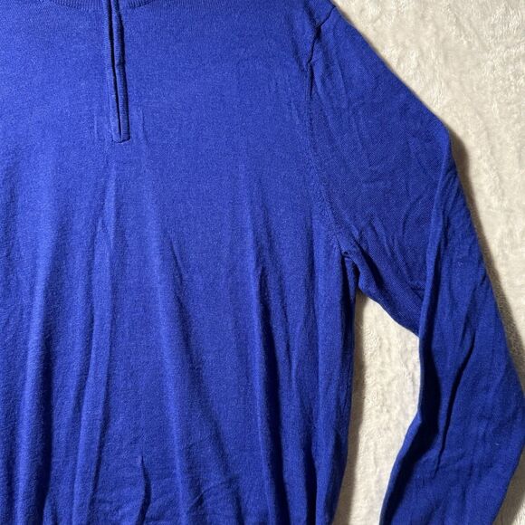 JOS A BANK Traveler 100% Merino Wool Sweater Royal Blue 1/4 Zip Men's Size XXL - Picture 4 of 11